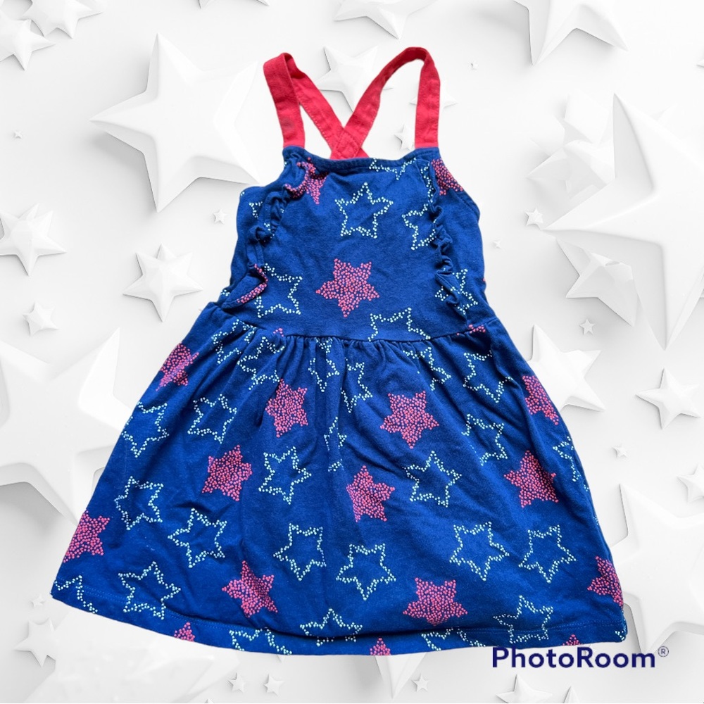 Blue dress with red and white stars 3T